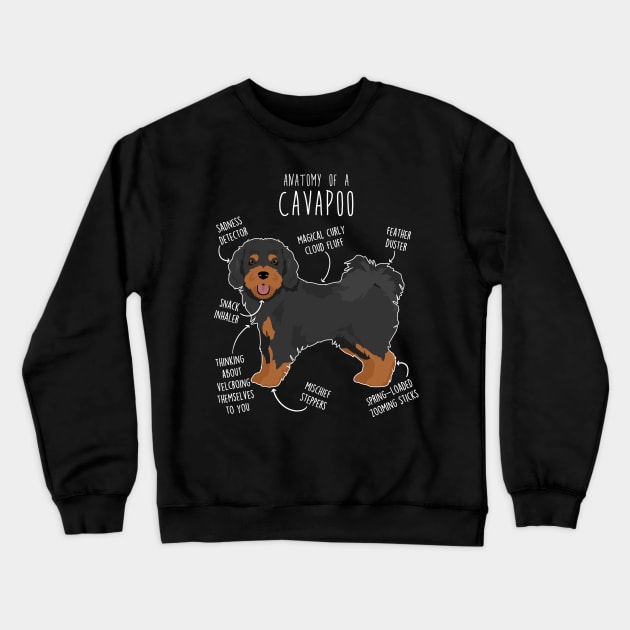 Black and Tan Cavapoo Dog Anatomy Crewneck Sweatshirt by Psitta